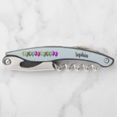 Row van kleurrijke heldere ballonnen, blauw kurkentrekker (Voorkant)