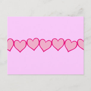 Row van roze harten briefkaart