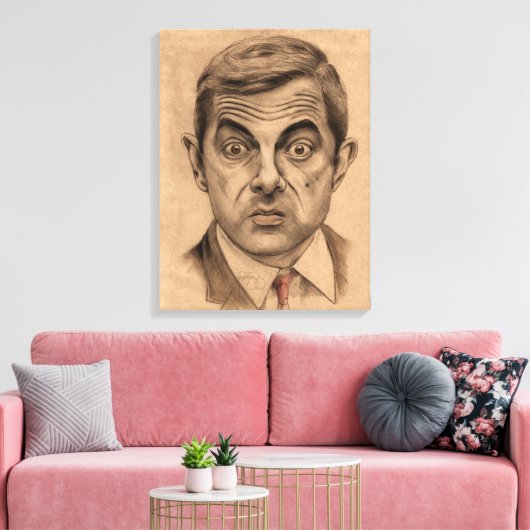 Rowan Atkinson, ook bekend onder de naam Mr Bean Canvas Afdruk (Insitu (Woonkamer))