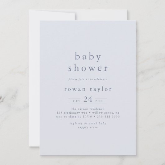 ROWAN Boho Modern Boy Blue Eenvoudig Baby shower Kaart (Voorkant)