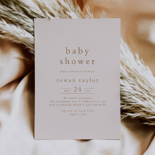 ROWAN Boho Roze Goud Meisje Eenvoudig Baby shower Kaart