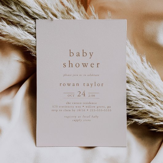 ROWAN Boho Roze Goud Meisje Eenvoudig Baby shower Kaart