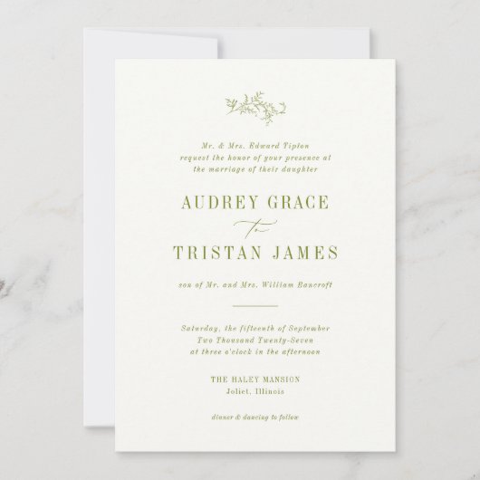 ROWAN | Botanical Wedding Invitation Kaart (Voorkant)