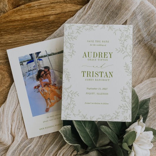 ROWAN Botanical Wedding Photo Save The Date