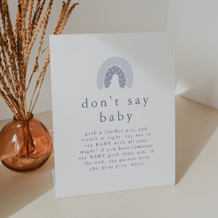 ROWAN Boy Rainbow Don't Say Baby Game Baby shower Reclamebord Met Voetstuk