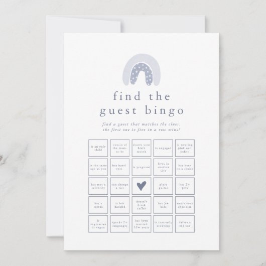 ROWAN Boy Rainbow Vind de gast Bingo Game Kaart (Voorkant)