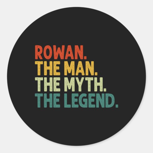Rowan de mythe de legende de gepersonaliseerde naa ronde sticker (Voorkant)