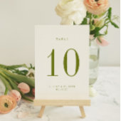 ROWAN Green Wedding Table Number Card Kaart