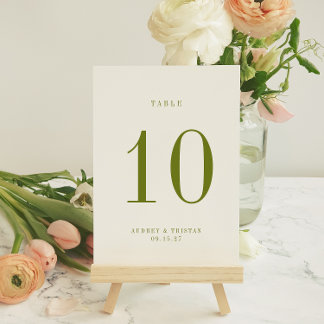 ROWAN Green Wedding Table Number Card Kaart