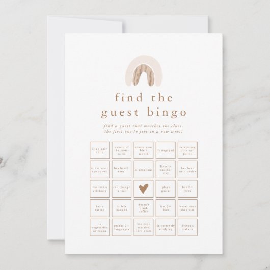 ROWAN Meisje Rainbow Vind de Gast Bingo Game Kaart (Voorkant)