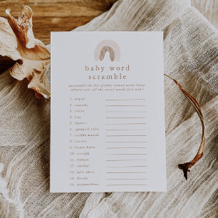 ROWAN Meisje Regenboog Baby shower Woord Scramble Kaart