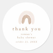 ROWAN Meisje Roze Boho Regenboog Baby shower Dank  Ronde Sticker (Voorkant)