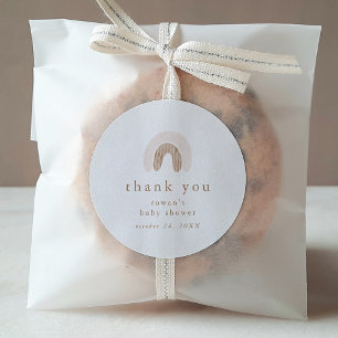 ROWAN Meisje Roze Boho Regenboog Baby shower Dank Ronde Sticker