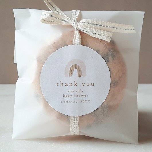 ROWAN Meisje Roze Boho Regenboog Baby shower Dank  Ronde Sticker