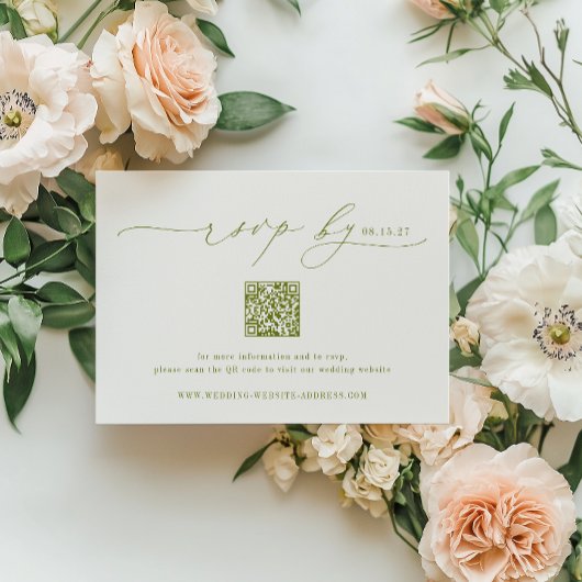 ROWAN Minimalist Wedding QR Code RSVP Kaartje