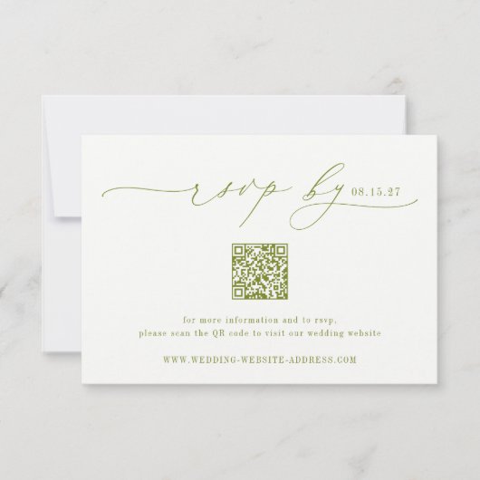 ROWAN Minimalist Wedding QR Code RSVP Kaartje (Voorkant)