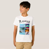 Rowan Naam Met Surfende Chimpansees, T-shirt (Voorkant volledig)