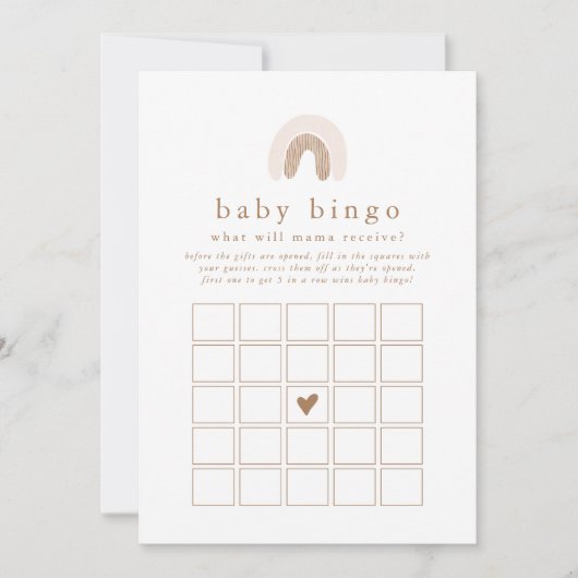 ROWAN Rainbow Baby Bingo Baby shower Game Kaart (Voorkant)