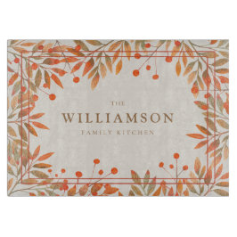 Rowan Red Berries & Fall Leaves Botanical Snijplank