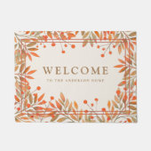 Rowan Red Berries & Fall Leaves Custom Botanical Deurmat (Voorkant)