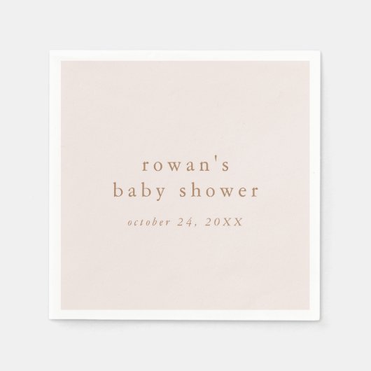 ROWAN Roze en Goud Rustiek Eenvoudig Baby shower Servet (Voorkant)