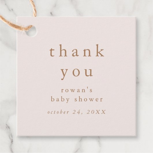 ROWAN Roze Rustiek Eenvoudig Baby shower Dank u Bedankjes Labels (Voorkant)