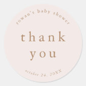 ROWAN Roze Uniek Eenvoudig Baby shower Bedankt Ronde Sticker (Voorkant)
