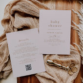 ROWAN Rustiek Roze Goud QR Eenvoudig Baby shower Kaart