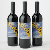 Rowan’s wijn! Ja, alles!! Zonnebloemen & lucht Wijn Etiket (Flessen)