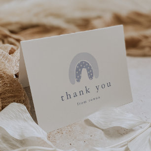 ROWAN Summer Boy Blue Boho Regenboog Baby shower Bedankkaart