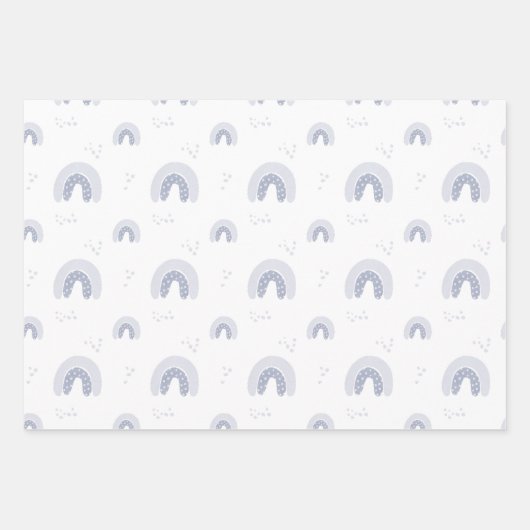 ROWAN Summer Boy Blue Boho Regenboog Baby shower Inpakpapier Vel (Voorkant)