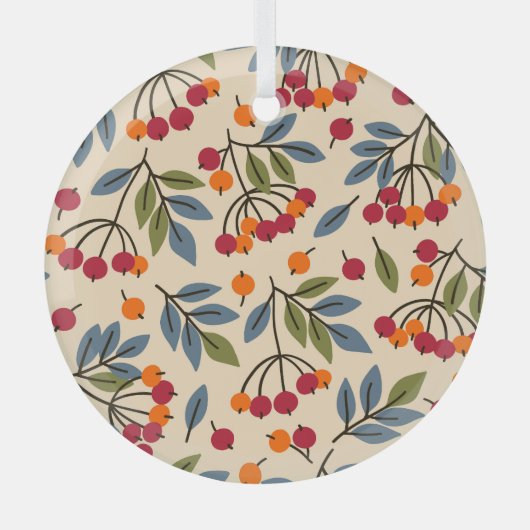 Rowan takken: Textiel charme Glas Ornament (Voorkant)