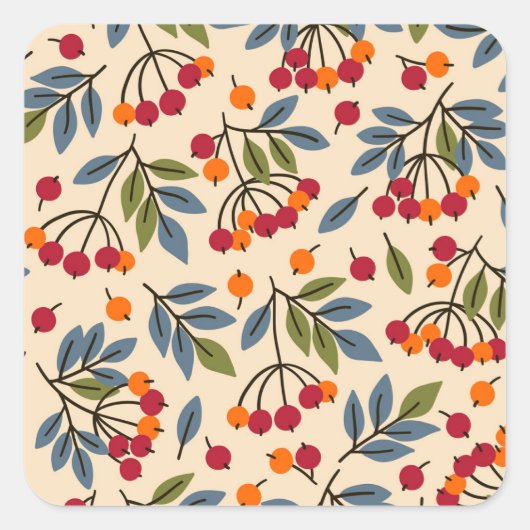 Rowan takken: Textiel charme Vierkante Sticker (Voorkant)