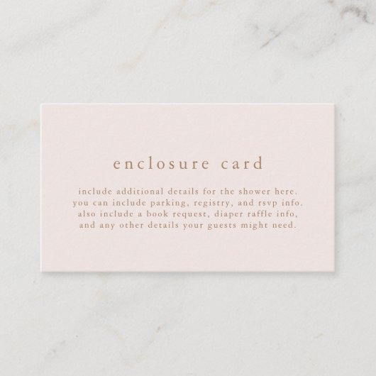 ROWAN Uniek Roze en Goud Boho Eenvoudig Baby showe Informatiekaartje (Voorkant)