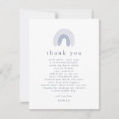 ROWAN Unique Boy Blue Boho Regenboog Baby shower Bedankkaart (Voorkant)