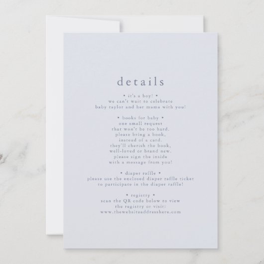 ROWAN Unique Boy Blue Boho Regenboog Baby Sprinkle Kaart (Achterkant)