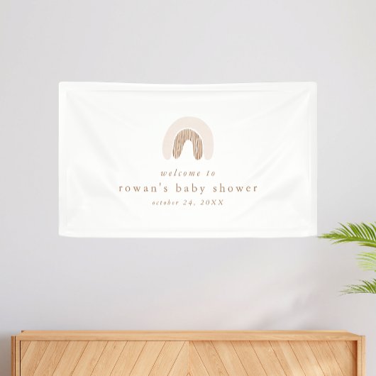 ROWAN Zomer Meisje Roze Boho Regenboog Baby shower Spandoek