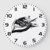 Rowboat Illustration Nautical Black and White Grote Klok (Voorkant)