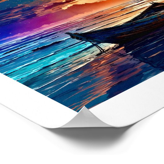 Rowboat Sunset Serenity Poster (Hoek)