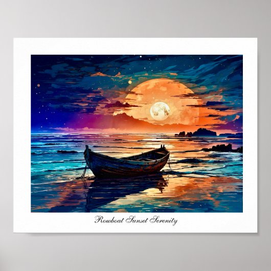 Rowboat Sunset Serenity Poster (Voorkant)