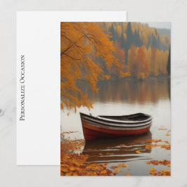 RowBoat Trees Colorful Autumns Wend Timeless Art  Feestdagenkaart