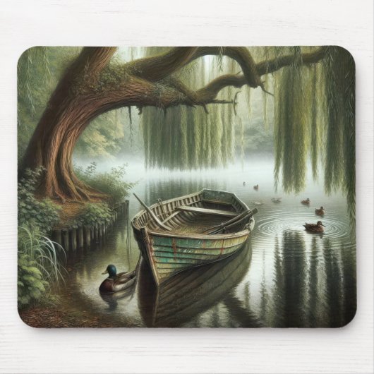 Rowboat Under a Weeping Willow Tree Muismat (Voorkant)