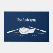 Rowboot Blue en White Personalized Lake House Deurmat (Voorkant)
