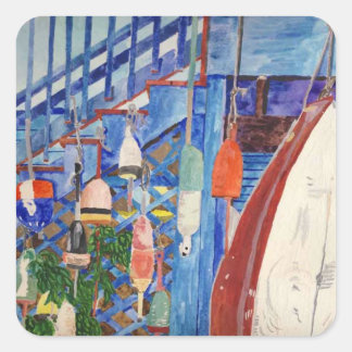 Rowboot & Boeien Vierkante Sticker