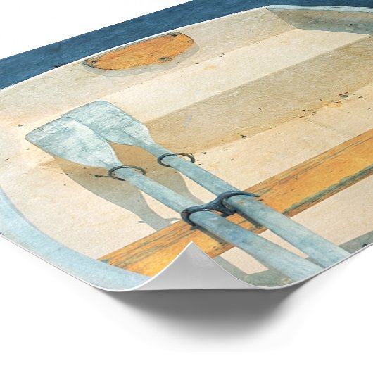 Rowboot en oranjegeel en blauwe boot poster (Hoek)