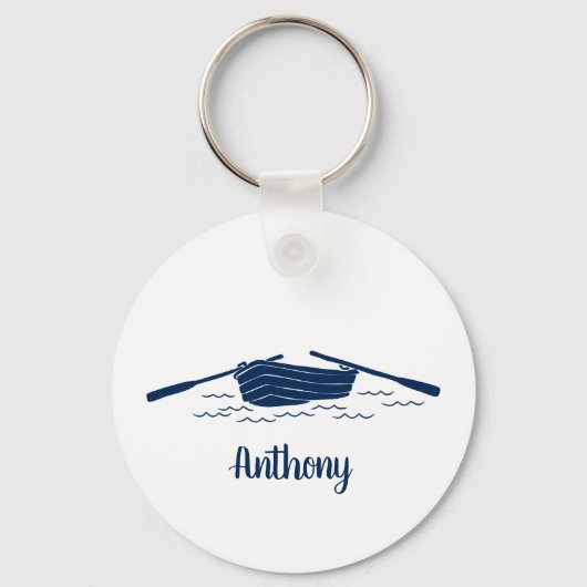 Rowboot Graphic in Navy Blue op maat Sleutelhanger (Voorkant)