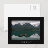 Rowboot met bergen reflectie in Noorwegen Briefkaart (Voorkant / Achterkant)
