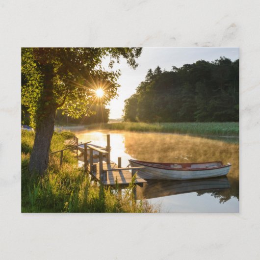 Rowboot Moored bij Lake Briefkaart (Voorkant)