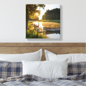 Rowboot Moored bij Lake Canvas Afdruk (Insitu (Slaapkamer))