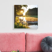 Rowboot Moored bij Lake Canvas Afdruk (Insitu (Woonkamer))